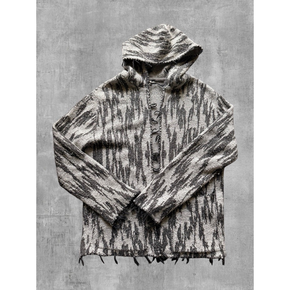 Saint Laurent Paris Ikat Baja Hooded Cardigan Sweater Large $1690 Italy